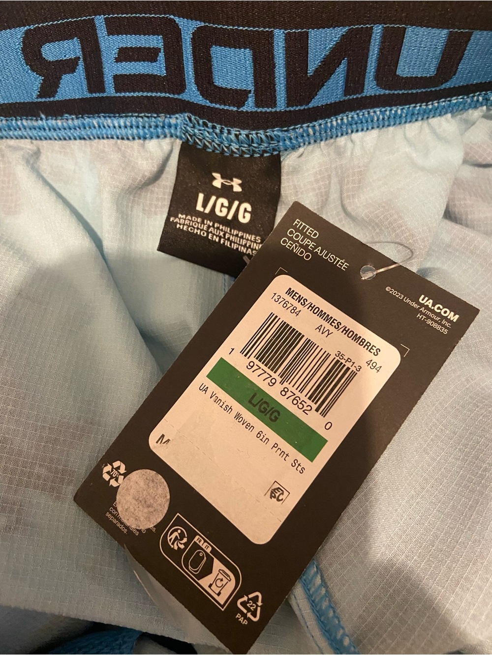 Under Armour Large L Men’s Blue and Black Tie-Dye Performance Shorts - Picture 4 of 6